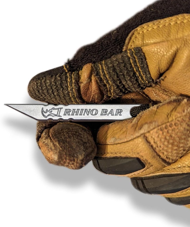 Milspin Store Rhino Bar EDC Stainless Steel Mini Pry Bar Multi tool Keychain with Screw Driver, Box Opener and Minimalist Tool Features, Made in The USA - Image 1